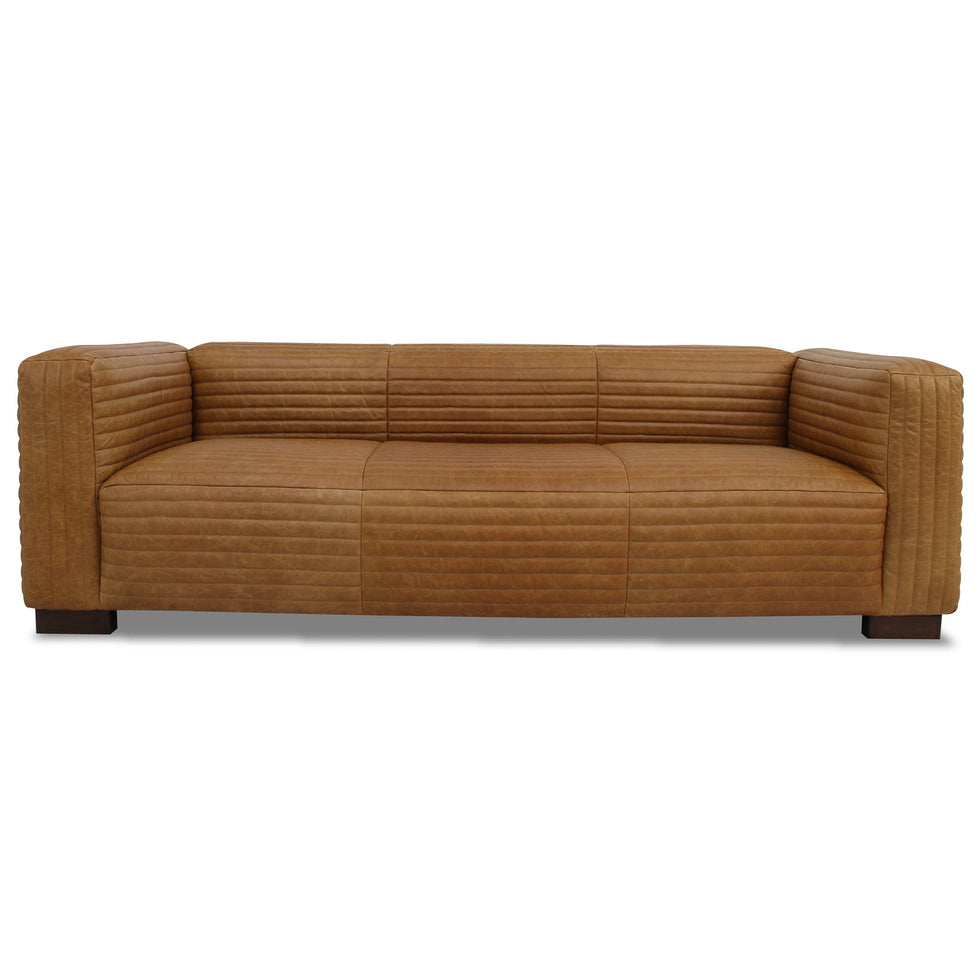 Ashcroft - Foster Waxy Tan Leather Sofa