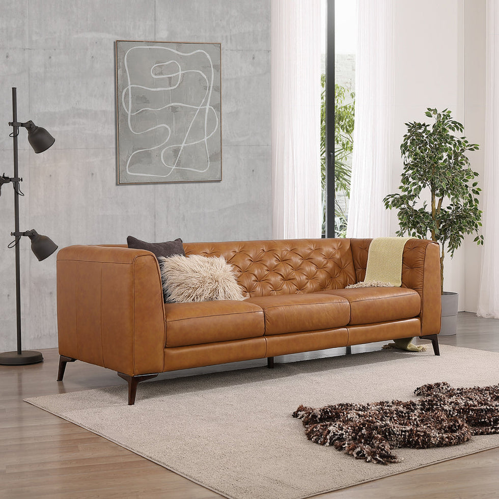 Ashcroft - Fargo Leather Sofa in Tan
