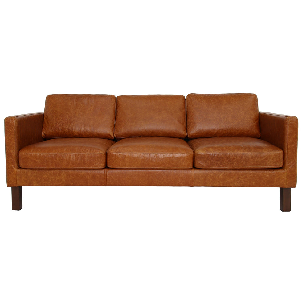 Ashcroft - Memphis Waxy Cognac Leather Sofa