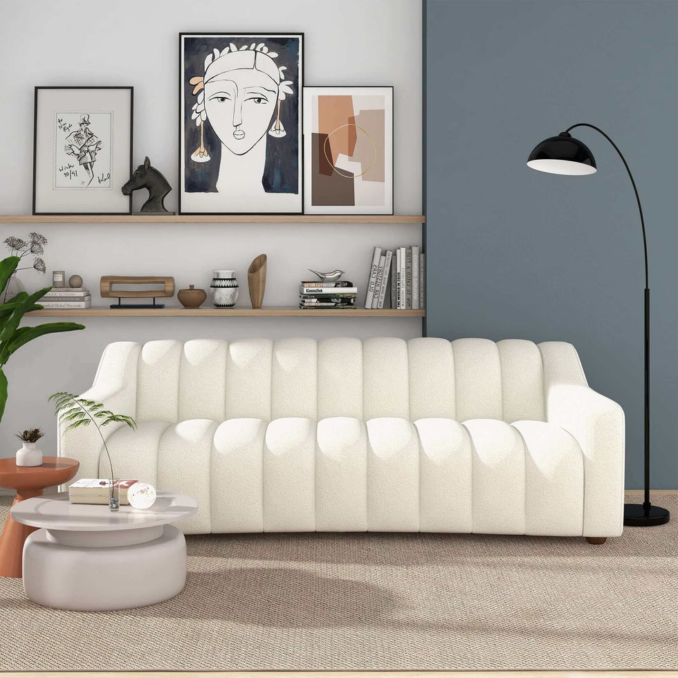 Ashcroft - Marcus Luxury Tight Back Boucle Couch in Cream