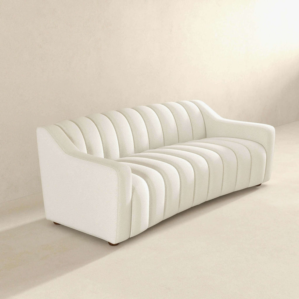 Ashcroft - Marcus Luxury Tight Back Boucle Couch in Cream