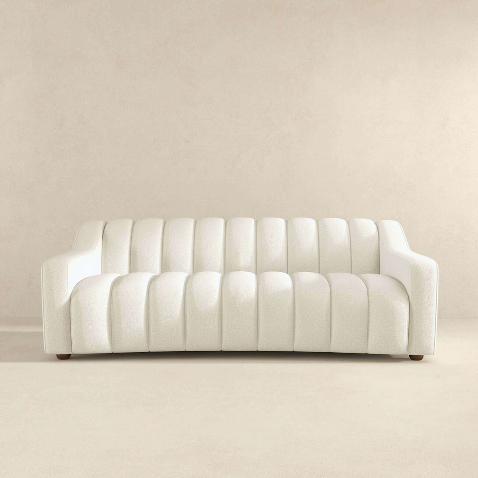 Ashcroft - Marcus Luxury Tight Back Boucle Couch in Cream