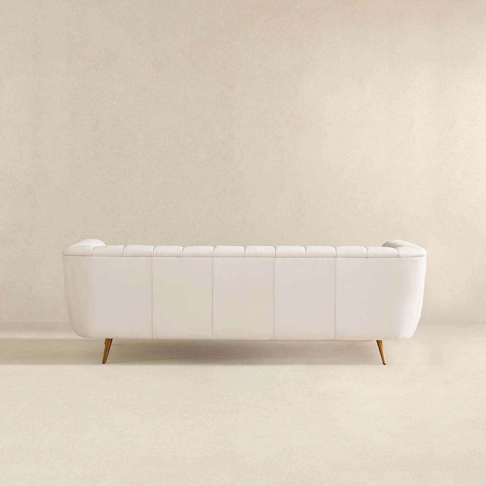 Ashcroft - LaMattina Genuine Italian Leather Channel Tufted Sofa