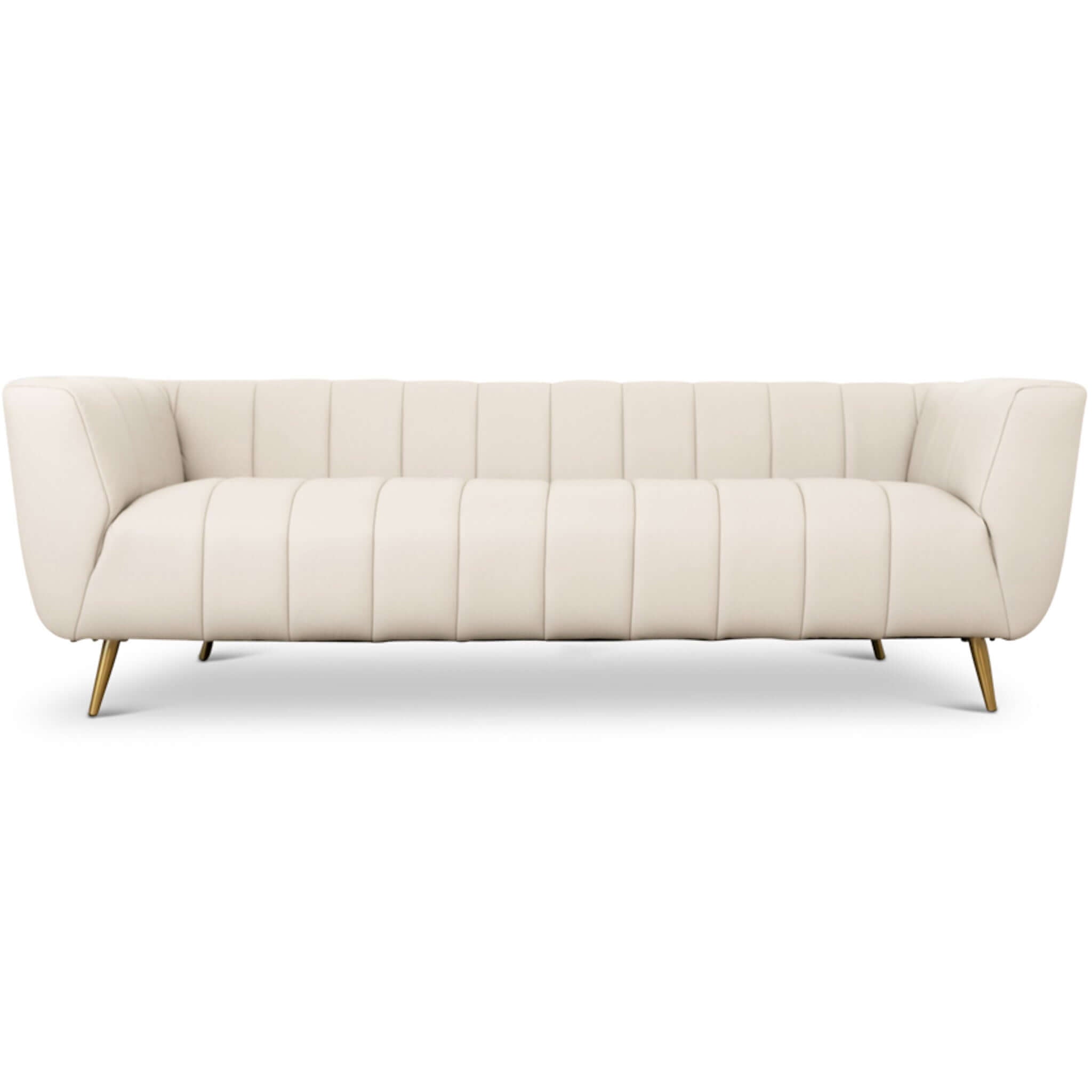 Ashcroft - LaMattina Genuine Italian Leather Channel Tufted Sofa