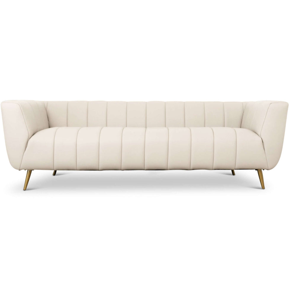 Ashcroft - LaMattina Genuine Italian Leather Channel Tufted Sofa
