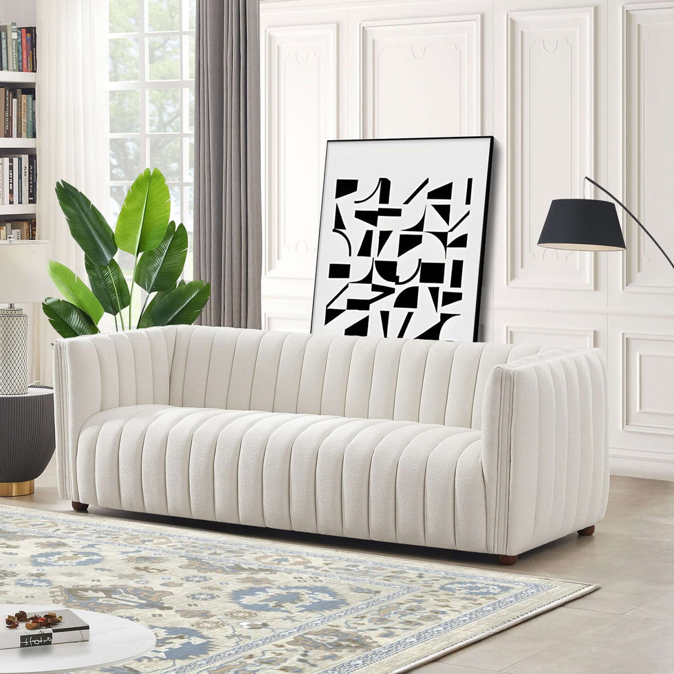 Ashcroft - April Mid-Century Modern Luxury Tight Back Boucle Couch