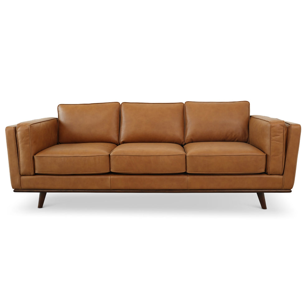 Ashcroft - Chase Mid Century Modern Genuine Leather Sofa