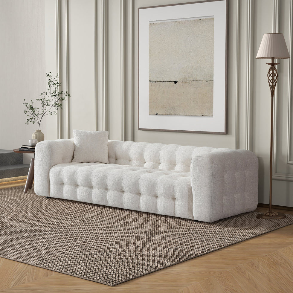 Ashcroft - Eden Modern Tufted Chesterfield Boucle Fabric Sofa