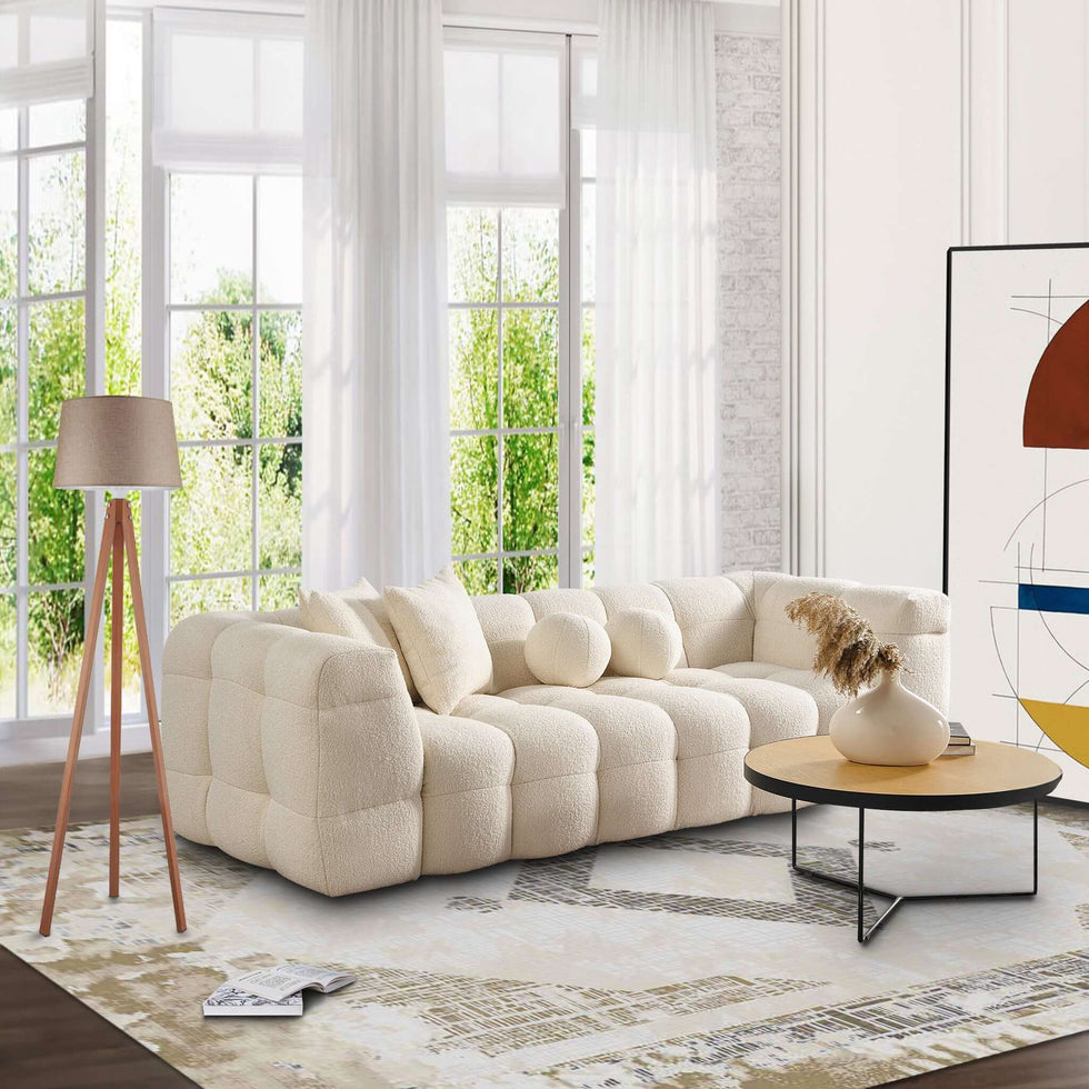 Ashcroft - Alana Tufted Boucle Sofa in Ivory