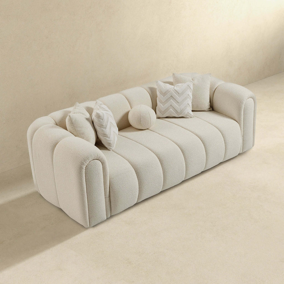 Ashcroft - Beatrice Modern Tufted Boucle Sofa in Ivory