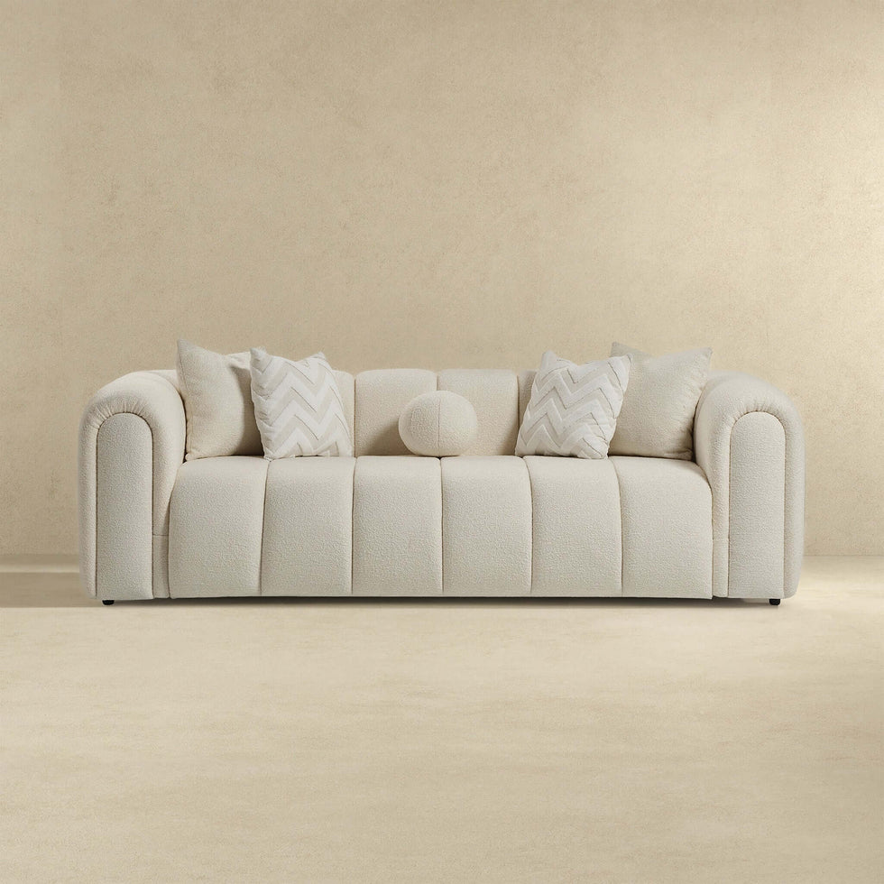 Ashcroft - Beatrice Modern Tufted Boucle Sofa in Ivory
