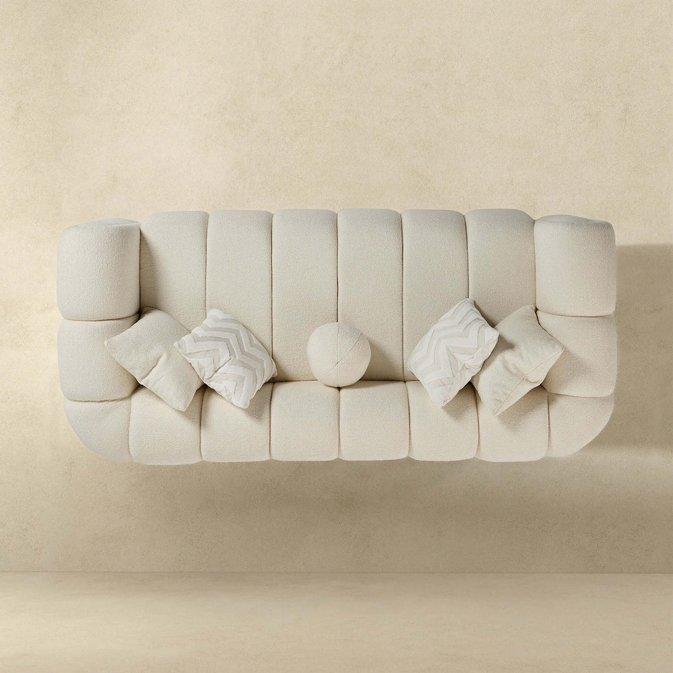 Ashcroft - Beatrice Modern Tufted Boucle Sofa in Ivory