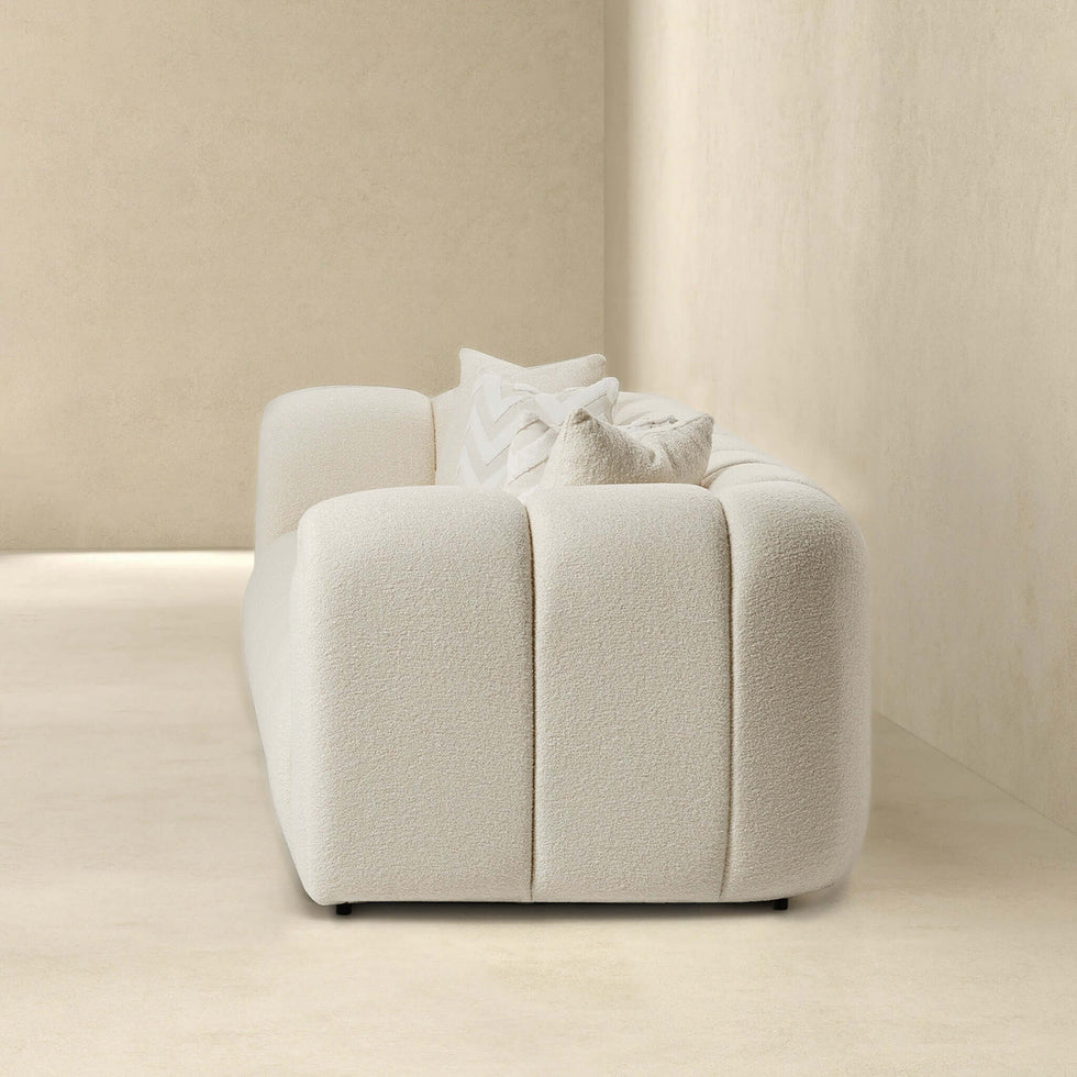 Ashcroft - Beatrice Modern Tufted Boucle Sofa in Ivory