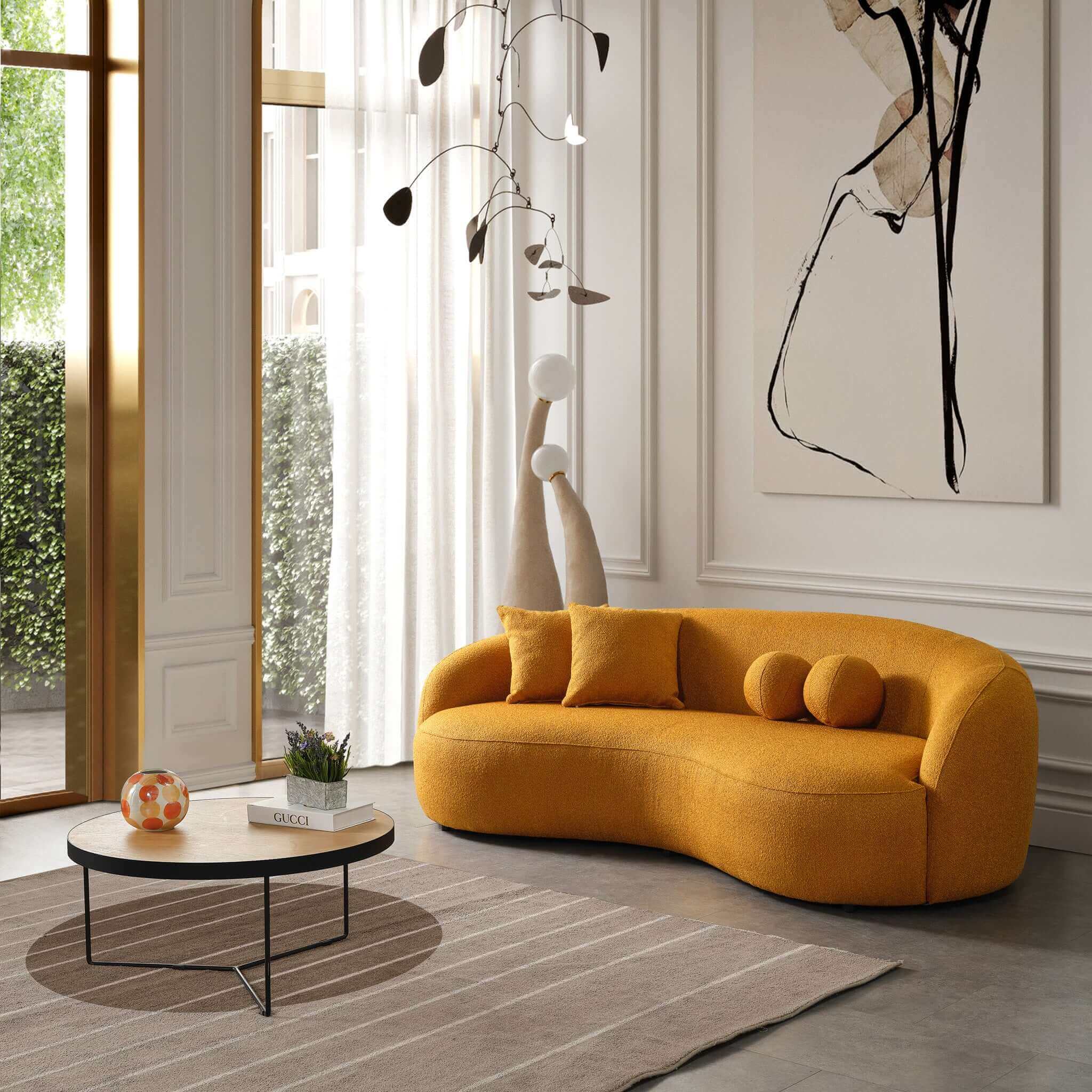 Ashcroft - Drake Japandi Style Curvy Boucle Sofa