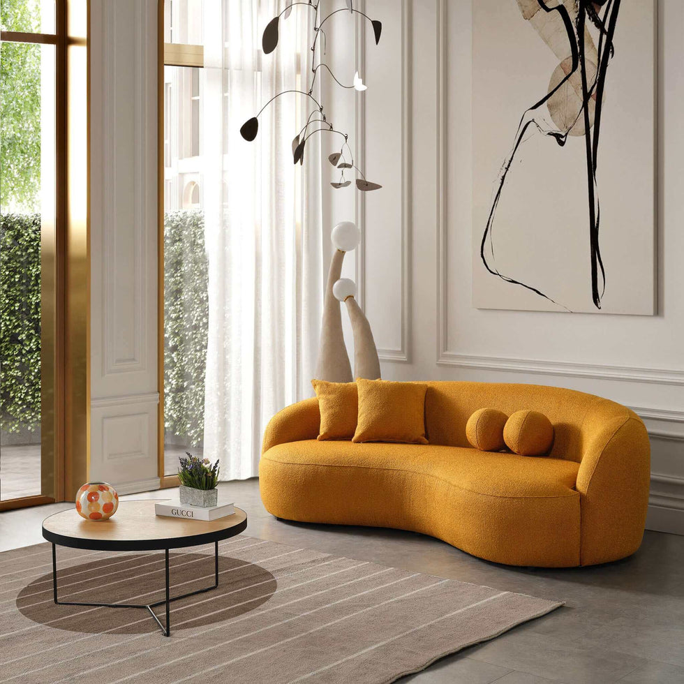Ashcroft - Drake Japandi Style Curvy Boucle Sofa