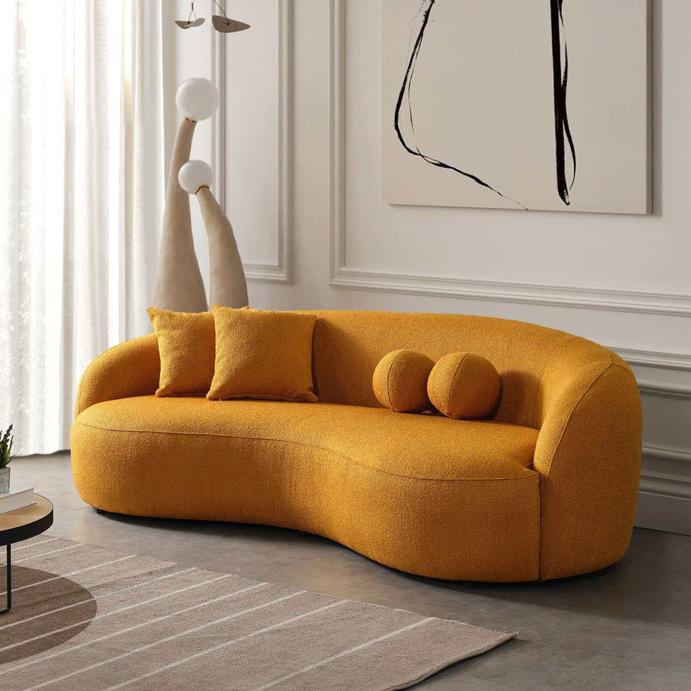 Ashcroft - Drake Japandi Style Curvy Boucle Sofa