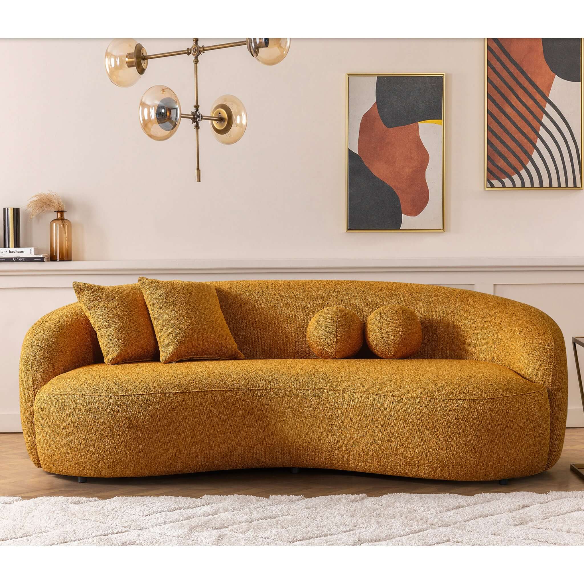 Ashcroft - Drake Japandi Style Curvy Boucle Sofa