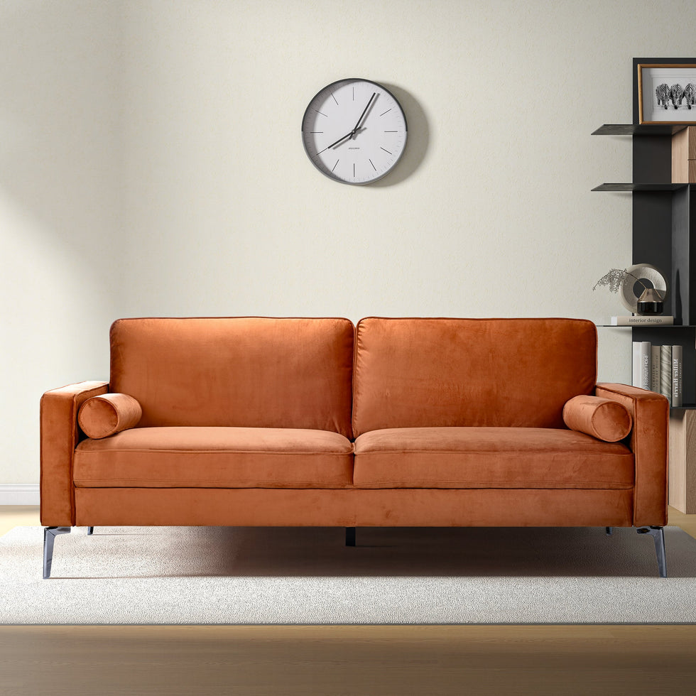 Ashcroft - Axten Orange Velvet Sofa