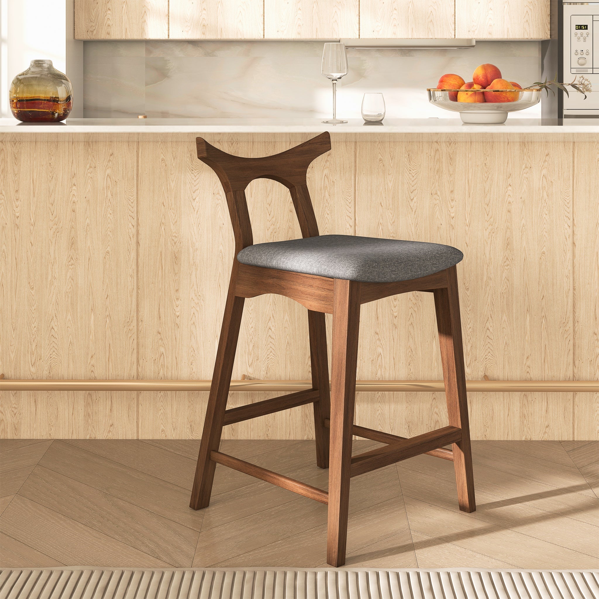 Ashcroft - Hester Solid Wood Upholstered Square Bar Chair (Set Of 2)