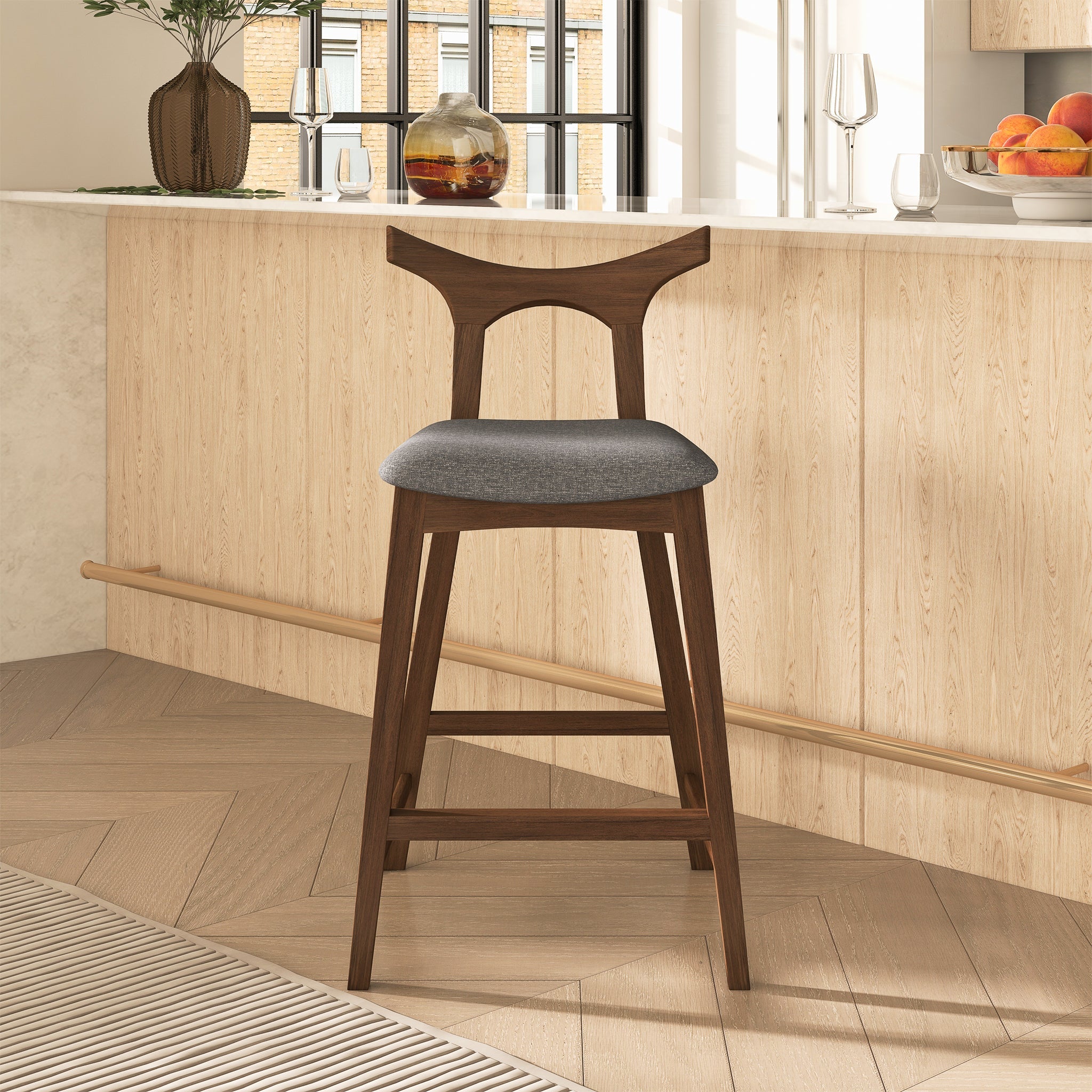 Ashcroft - Hester Solid Wood Upholstered Square Bar Chair (Set Of 2)