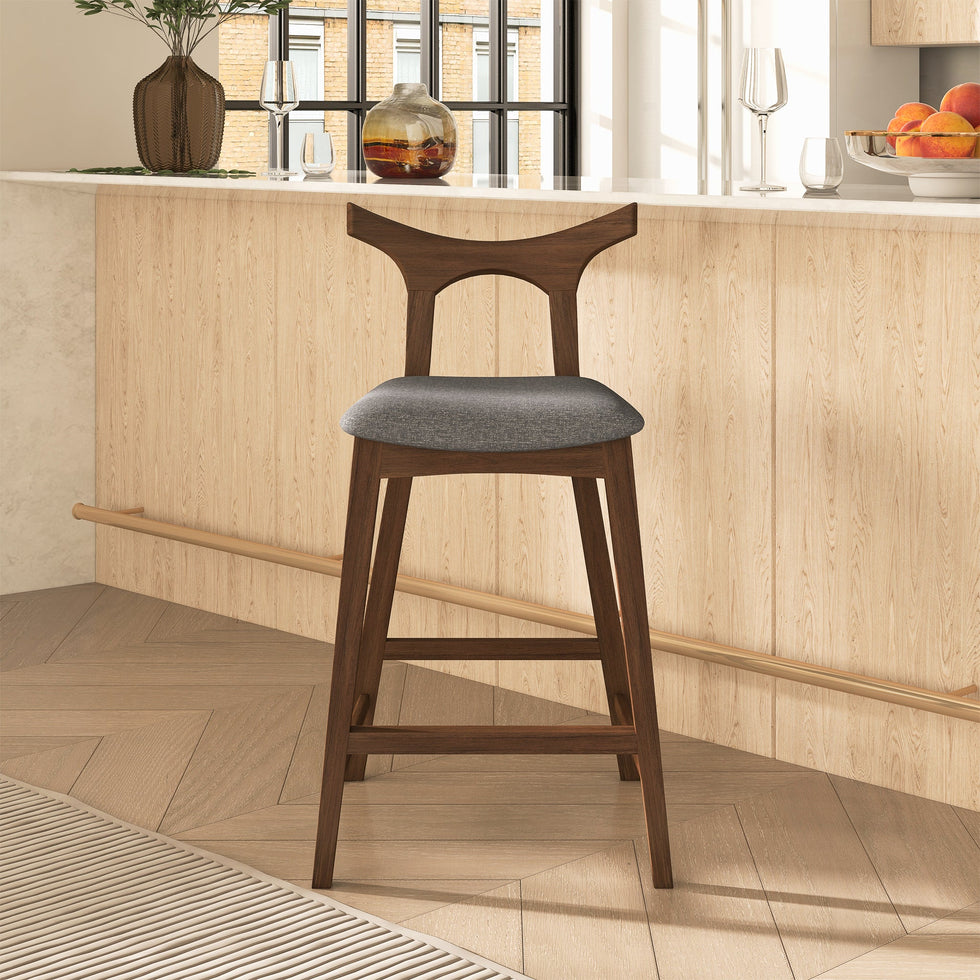 Ashcroft - Hester Solid Wood Upholstered Square Bar Chair (Set Of 2)