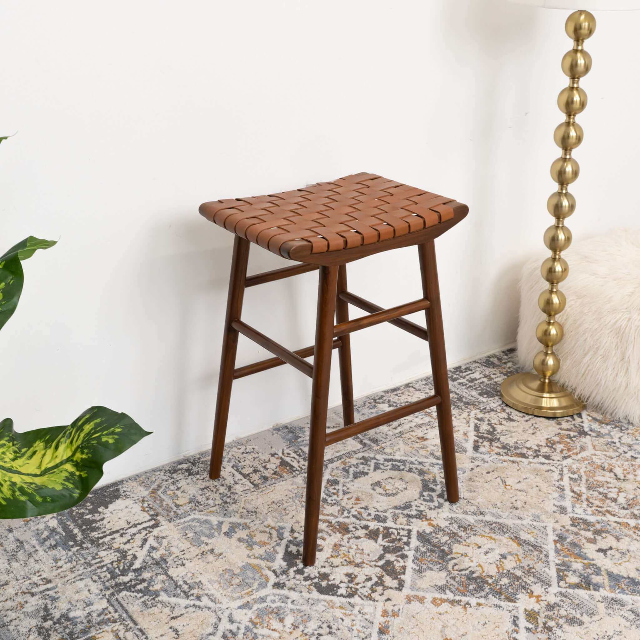 Ashcroft - Maya 30" Genuine Leather Stool in Tan