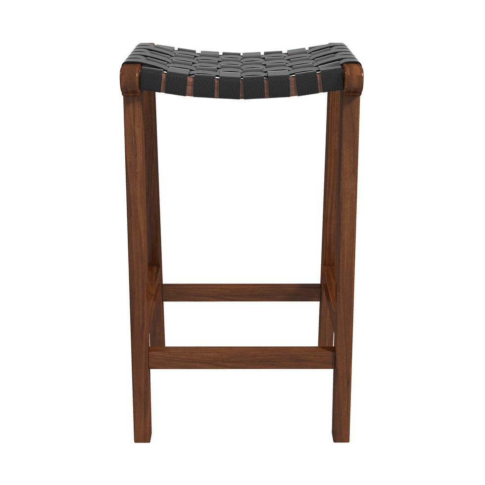 Ashcroft - James 24.5" Mid-Century Modern Genuine Leather Counter Stool