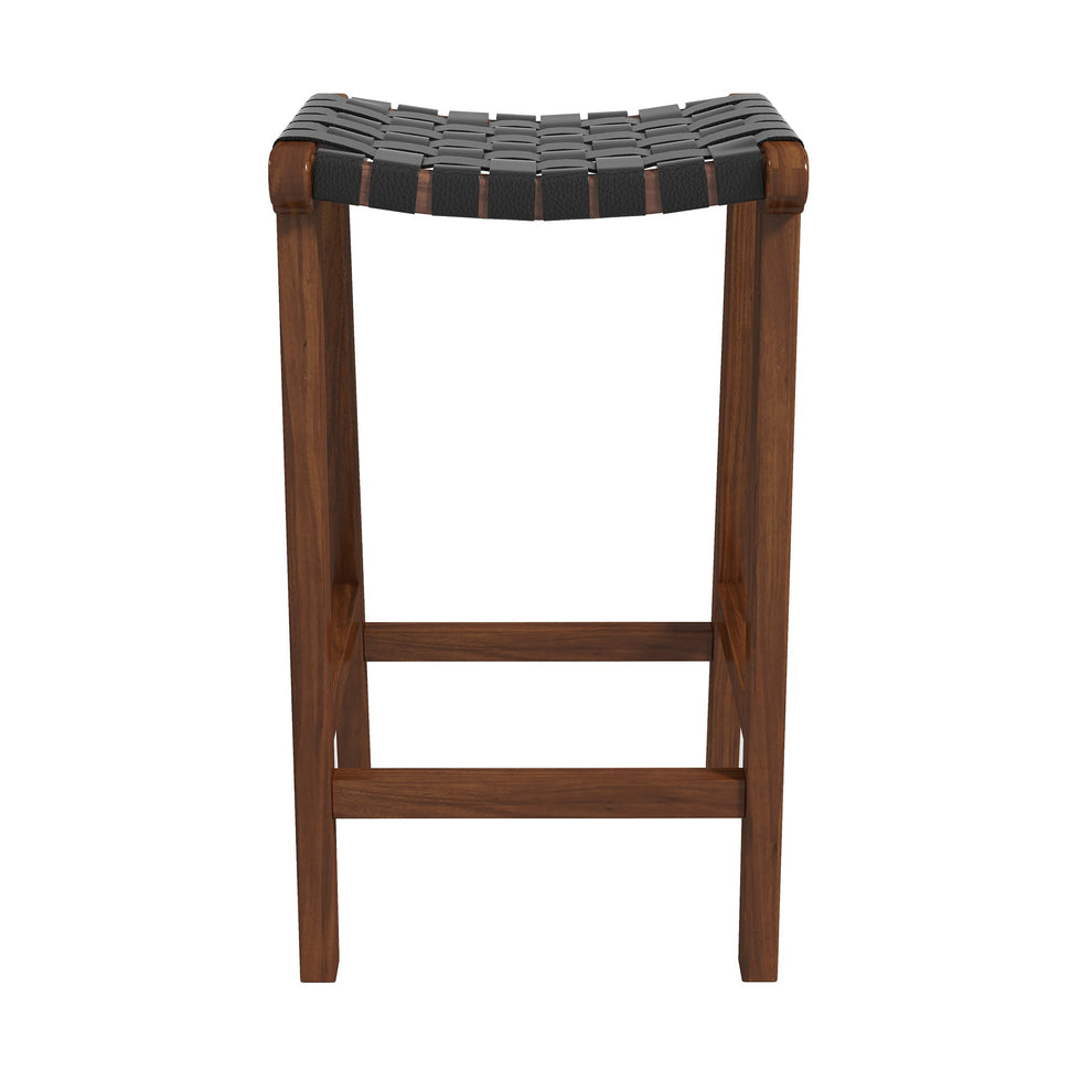 Ashcroft - James Mid-Century Modern Genuine Black Leather 29" Bar Stool