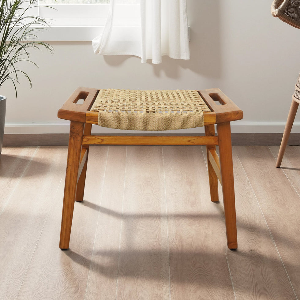 Ashcroft - Grit Rustic Solid Wood Frame Loom Stool