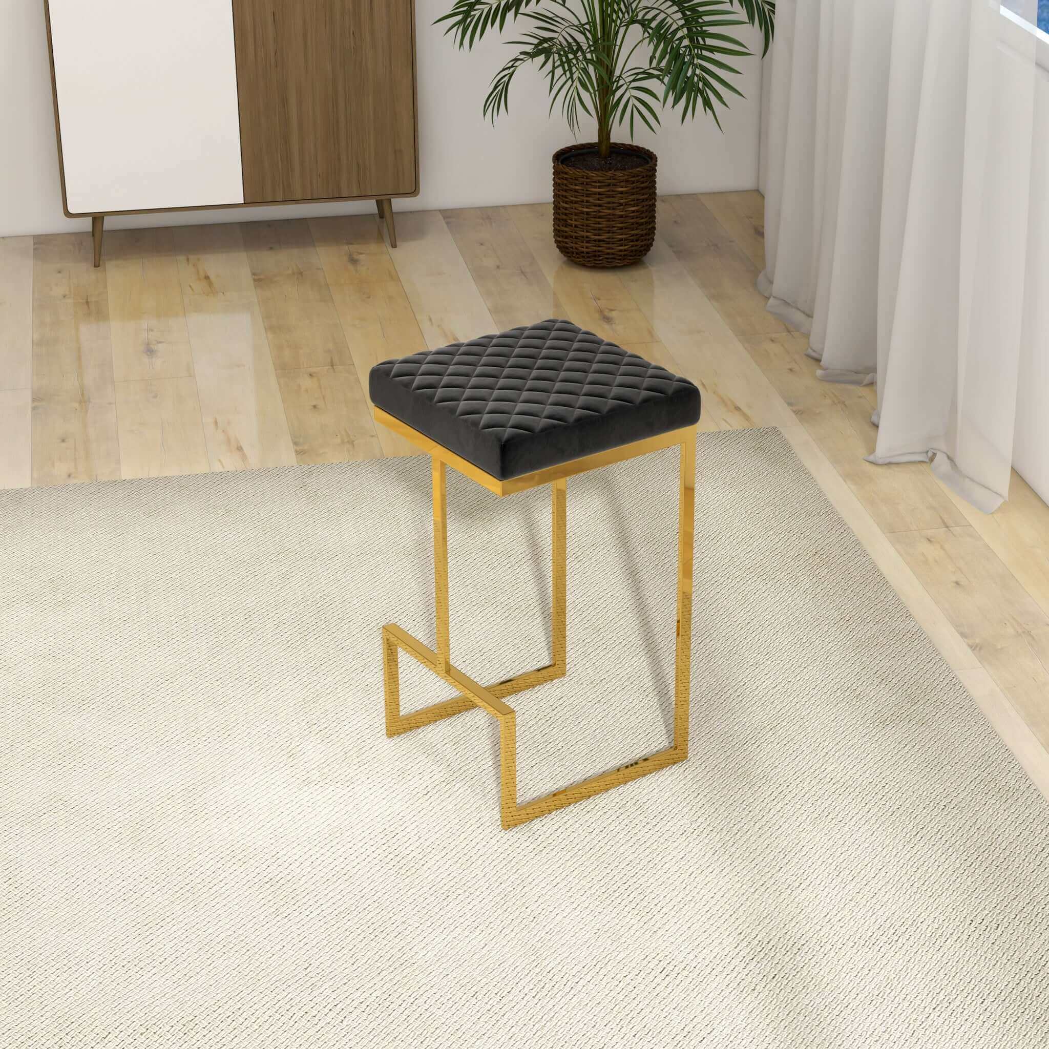 Ashcroft - Joel Mid-Century Modern Luxury Upholstered Stool