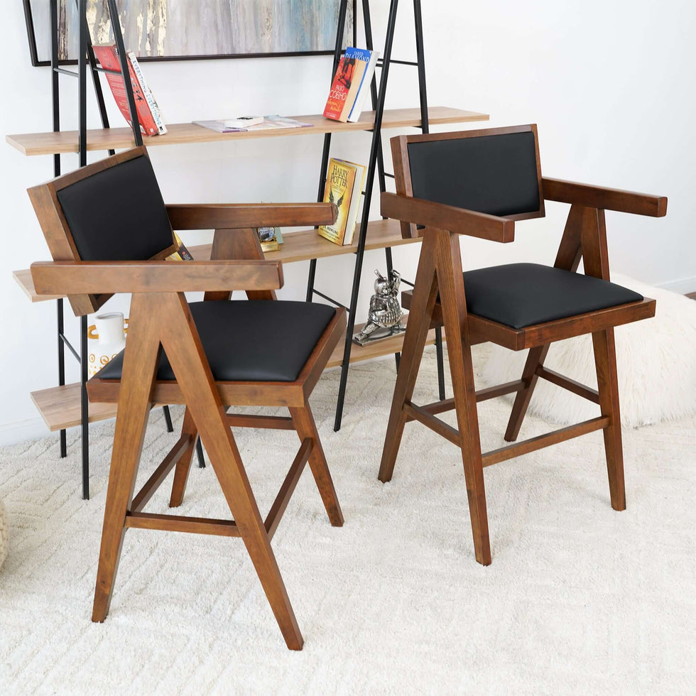 Ashcroft - Athena Vegan Leather Counter Chair in Black