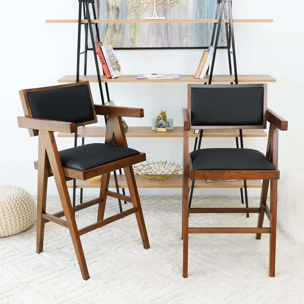 Ashcroft - Athena Vegan Leather Counter Chair in Black