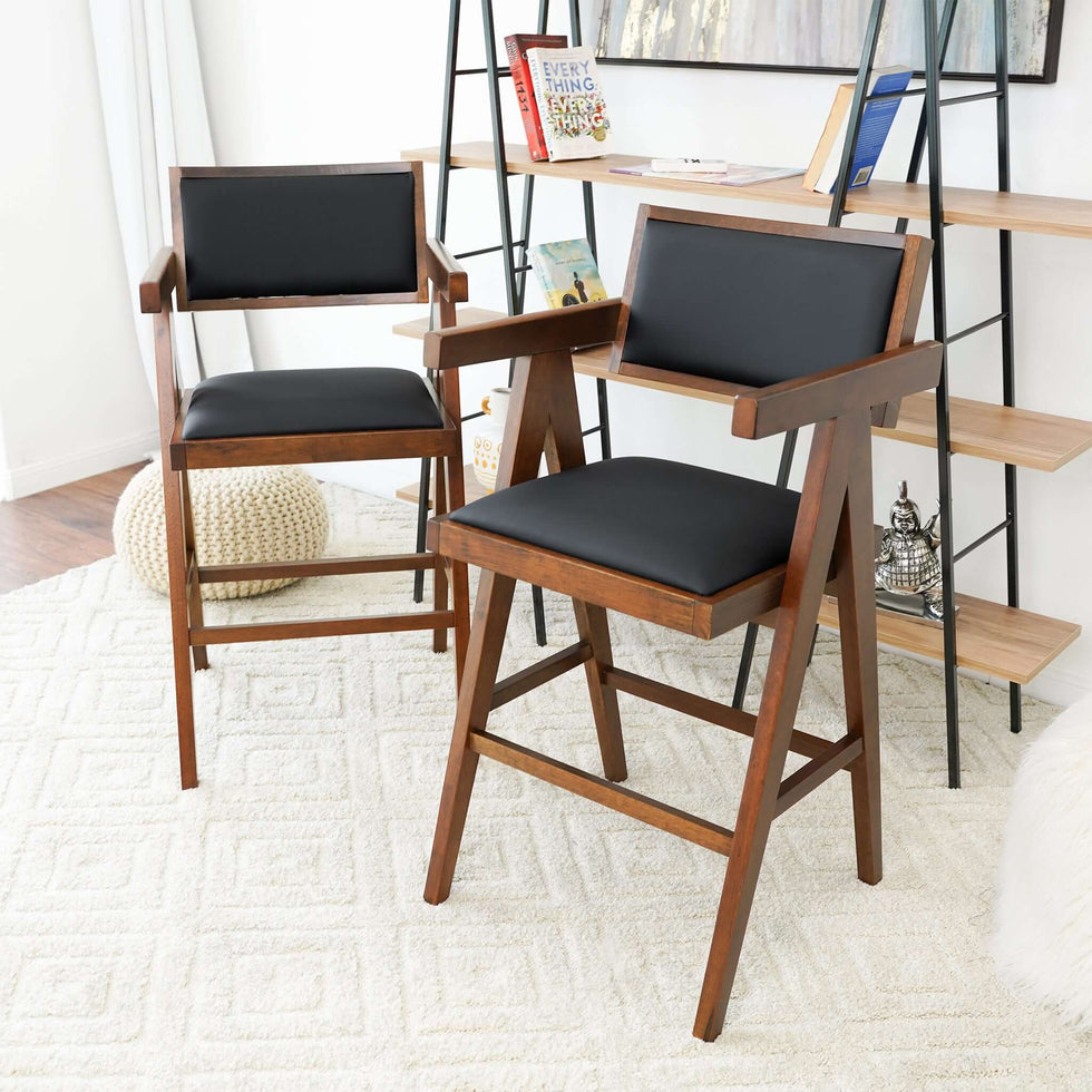 Ashcroft - Athena Vegan Leather Counter Chair in Black