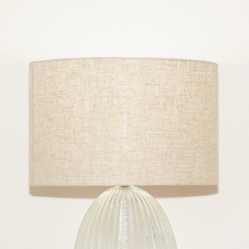 Ashcroft - Aurora Ribbed Glass Lamp Base Clear Table Lamp Large Linen Shade