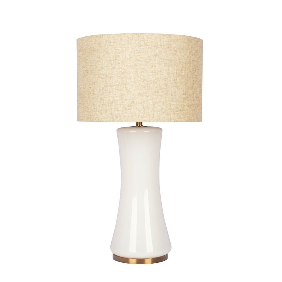 Ashcroft - Cascade Glass Lamp Golden Base Off White Glass Table Lamp