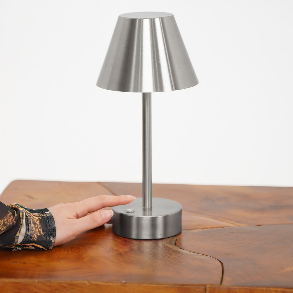 Ashcroft - Elegance Rechargeable LED Table Lamp Brushed Nickel LED Touch Switch