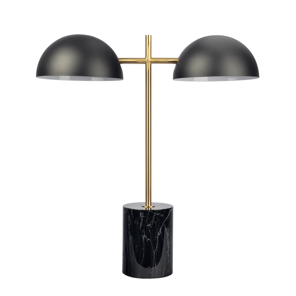 Ashcroft - Nova Hydro Black Table Lamp with On/Off Switch Double Lamp with Faux Marble Base