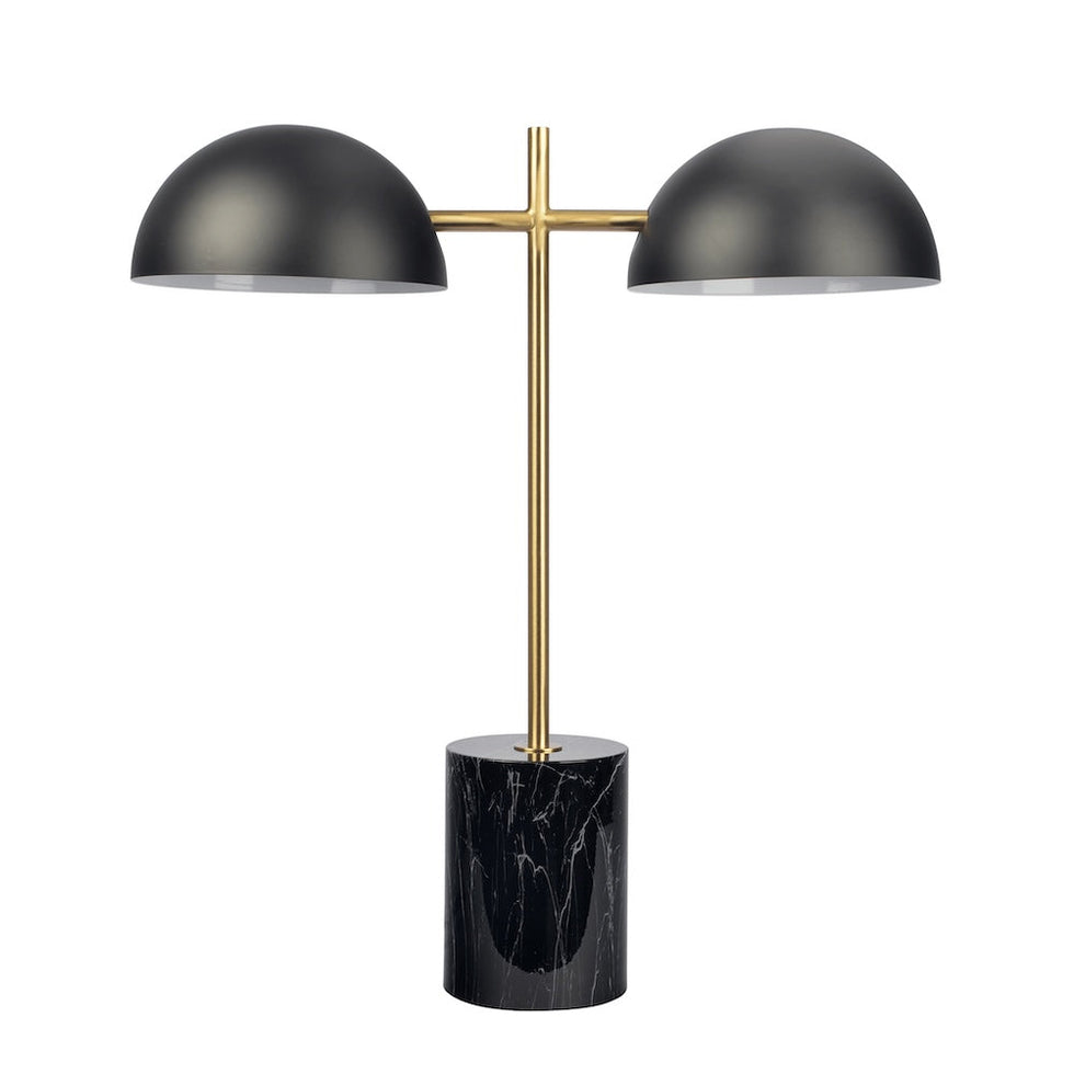 Ashcroft - Nova Hydro Black Table Lamp with On/Off Switch Double Lamp with Faux Marble Base