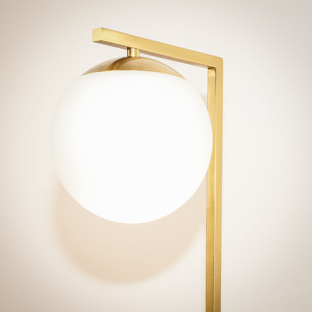Ashcroft - Velvet Globe Table Lamp White Opal Glass with Dimmer Switch Inline