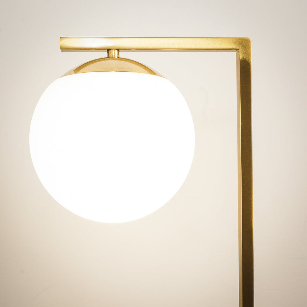 Ashcroft - Velvet Globe Table Lamp White Opal Glass with Dimmer Switch Inline