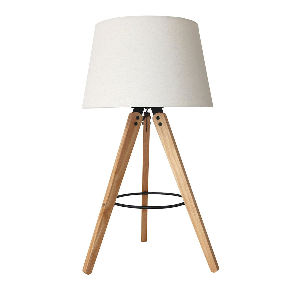 Ashcroft - Birch Three Legged Wooden Bar Table Lamp in Natural-Black