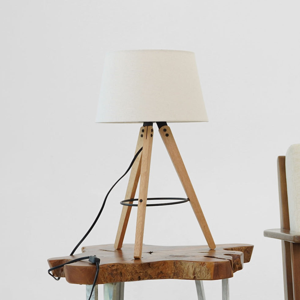 Ashcroft - Birch Three Legged Wooden Bar Table Lamp in Natural-Black