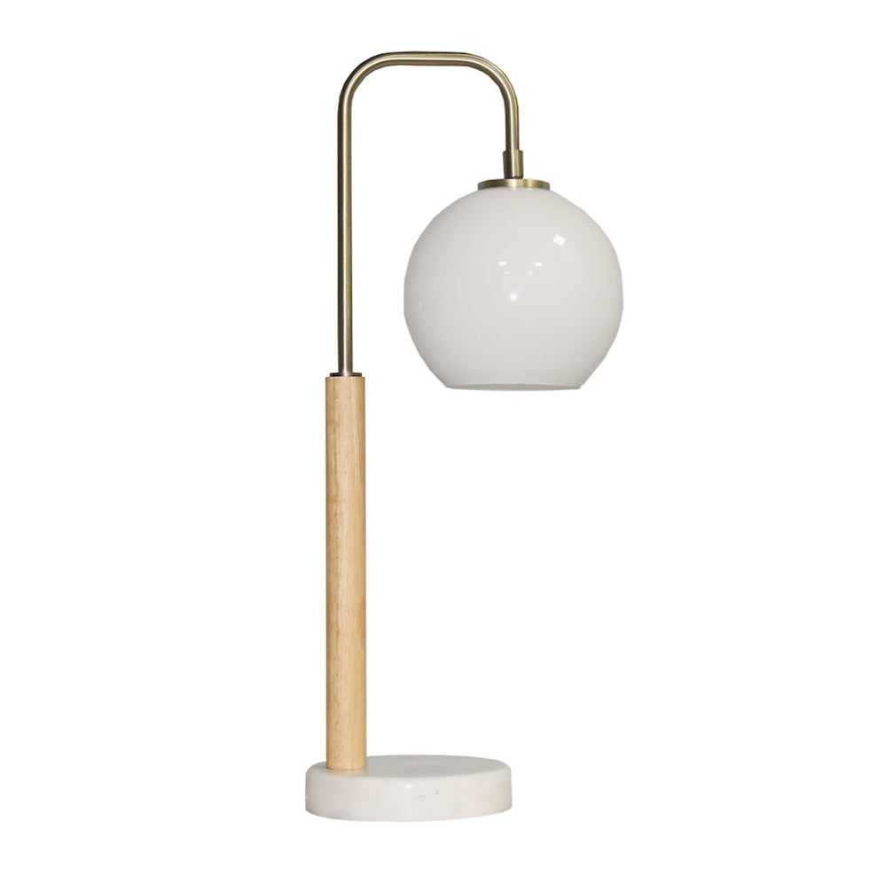 Ashcroft - Auris White Globe Lampshade Table Lamp with Marble Base