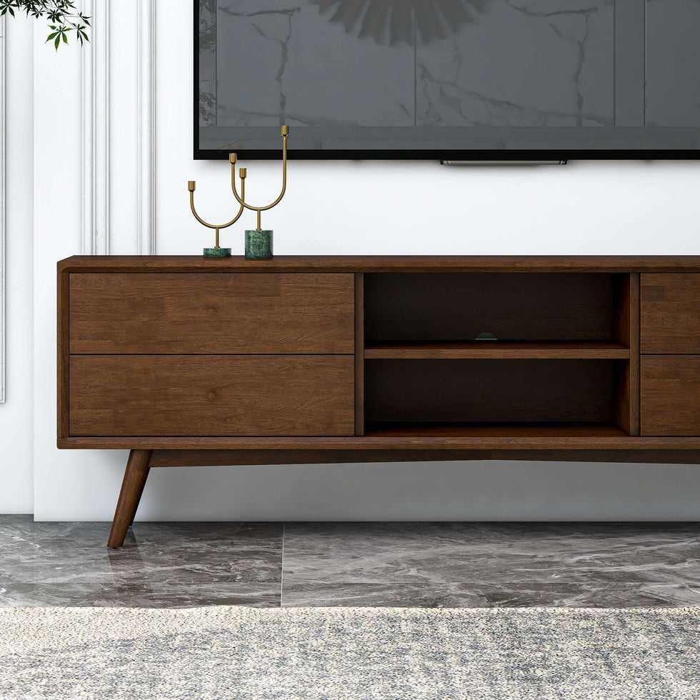 Ashcroft - Caroline Mid Century Modern Style Walnut TV Stand Up To 72"