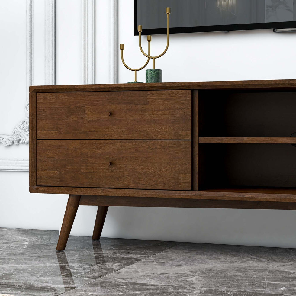 Ashcroft - Caroline Mid Century Modern Style Walnut TV Stand Up To 72"