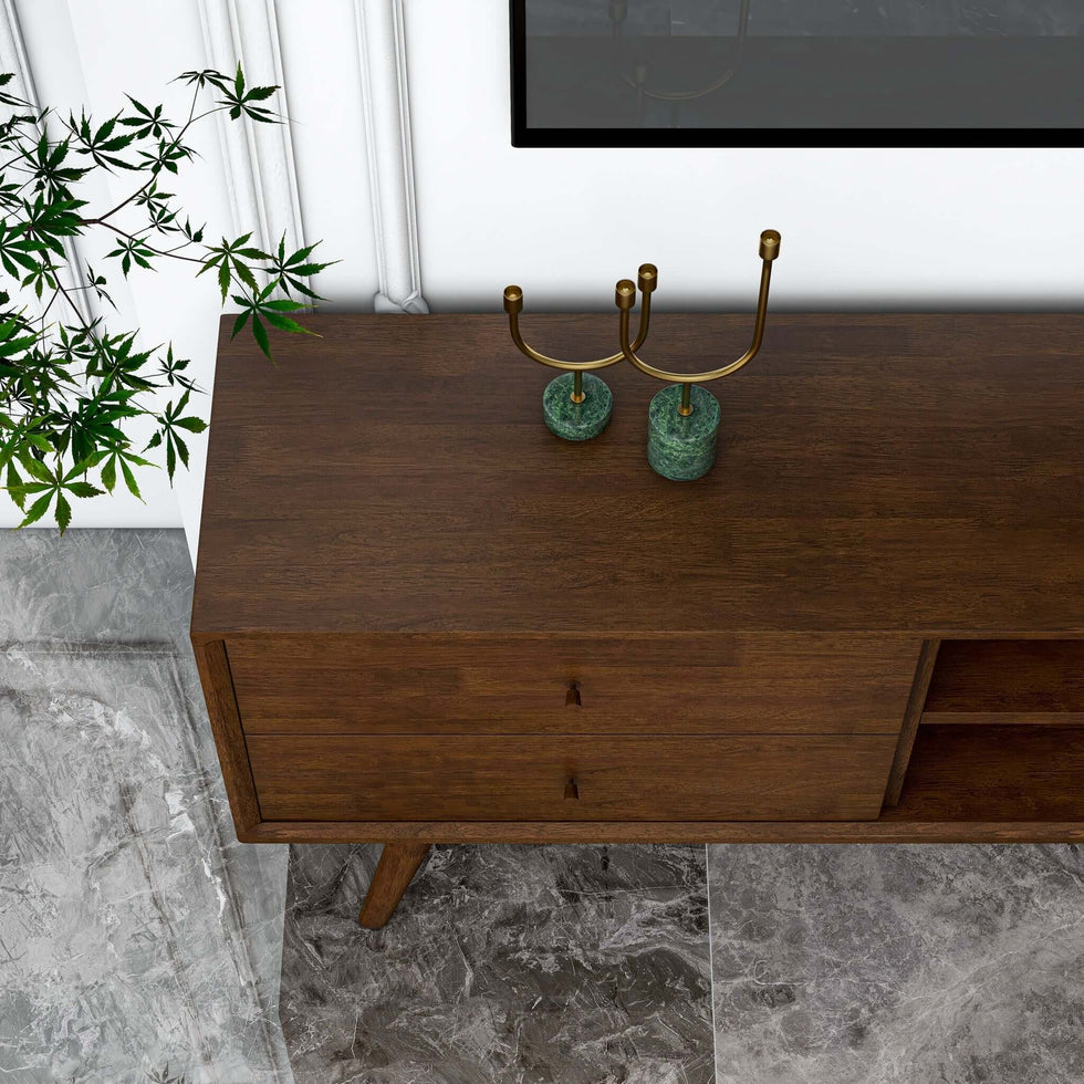 Ashcroft - Caroline Mid Century Modern Style Walnut TV Stand Up To 72"