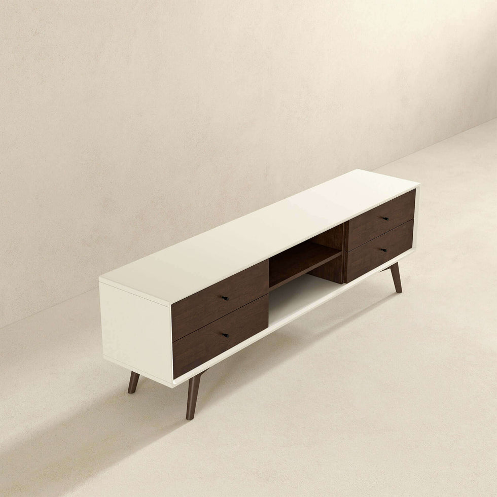 Ashcroft - Caroline Walnut White TV Stand Up To 72"