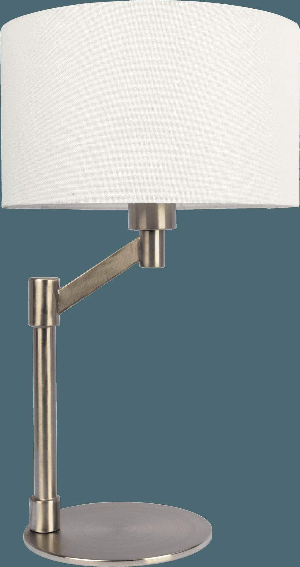 Ashcroft - Horizon Brushed Nickel Table Lamp with On/Off Switch Curved Metal Base Linen Shade