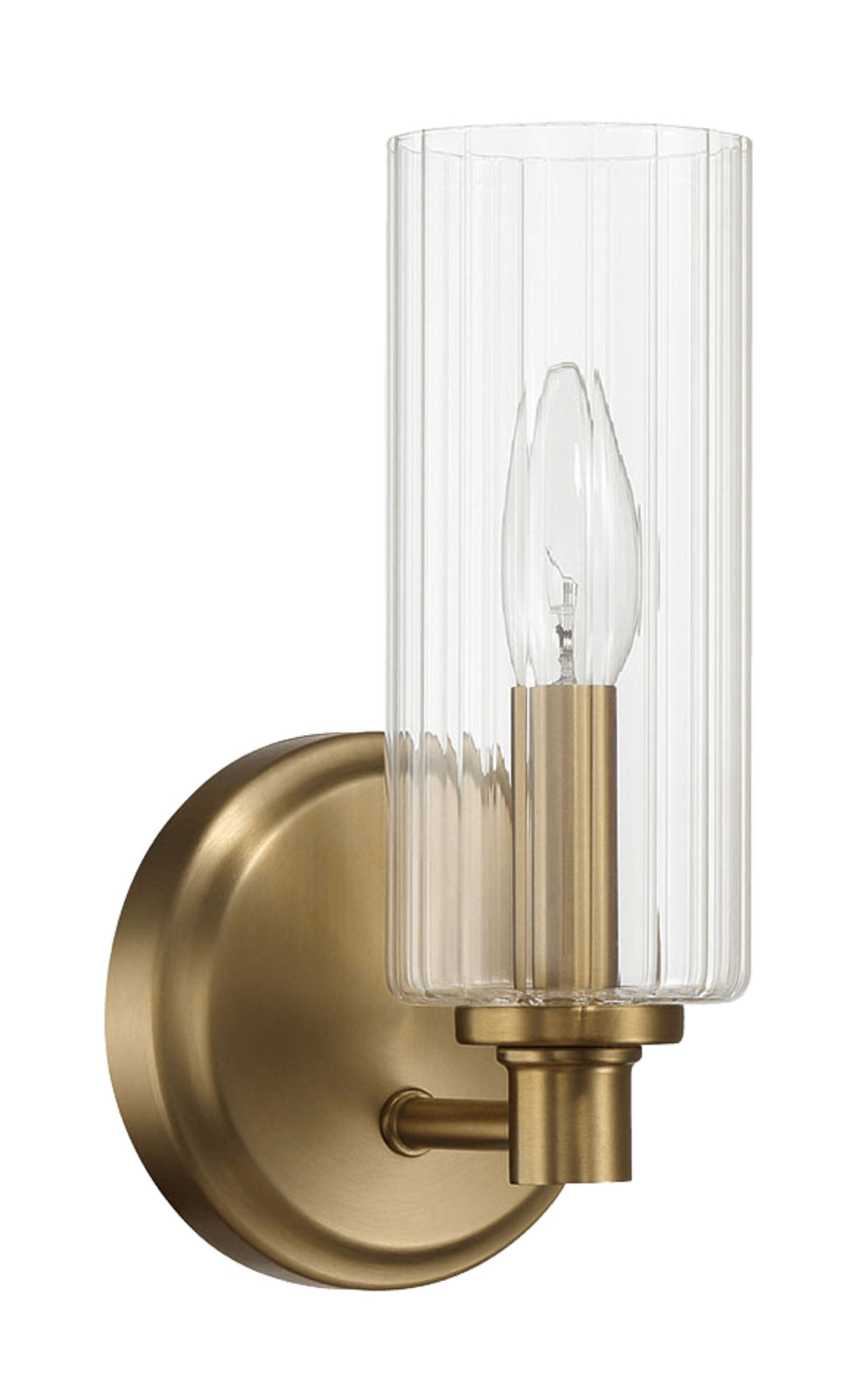 Ashcroft - Jardin Single Light Wall Sconce With Clear Ribbed Glass in Satin Brass