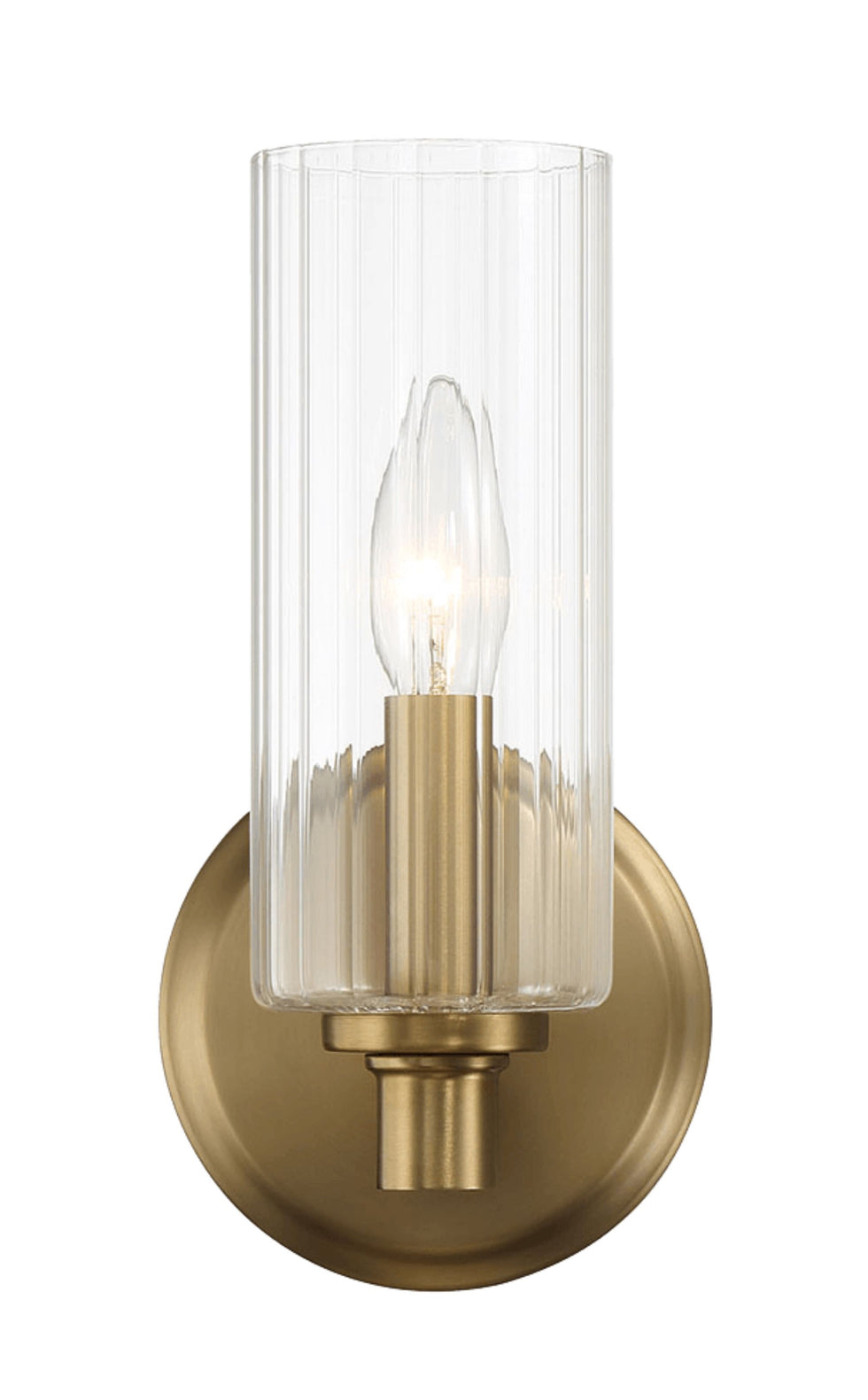 Ashcroft - Jardin Single Light Wall Sconce With Clear Ribbed Glass in Satin Brass